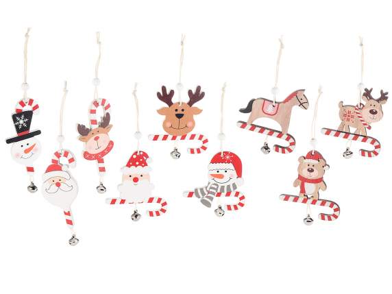 Décorations en bois Expo 54 avec personnage de Noël à suspen
