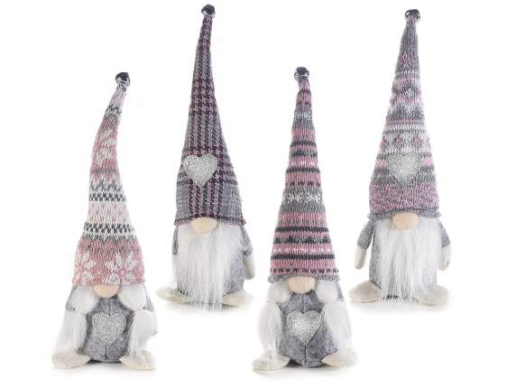 Père Noël - Mère Noël en tissu avec coeur argenté