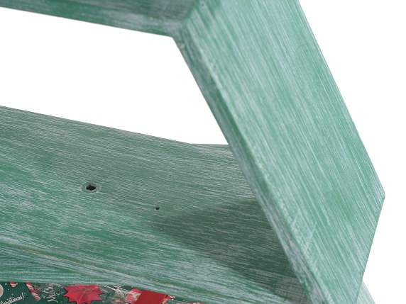Sapin de Noël en bois vert brossé, 5 étagères
