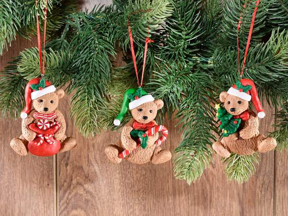 Ours de Noël en pâte de résine à suspendre