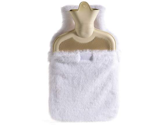 Bouillotte de Noël 1,5 L avec fourrure écologique et pompon