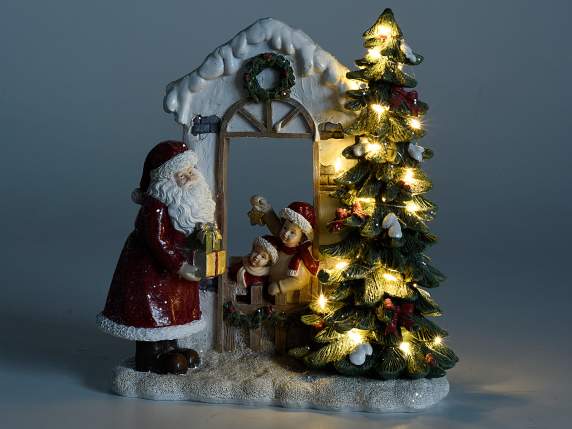 Décoration avec personnages et lumières de Noël en résine