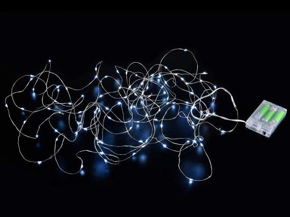 Guirlande lumineuse à piles 10 m, 100 minileds blanc froid