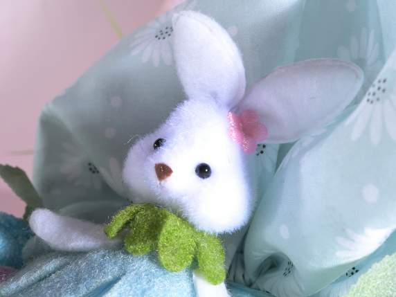 Lapin à longues pattes avec robe fleurie à suspendre