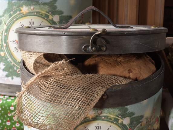 Lot de 2 malles-boîtes à chapeaux en bois avec décorations