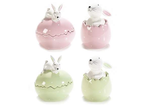 Récipient à œufs de lapin en céramique colorée