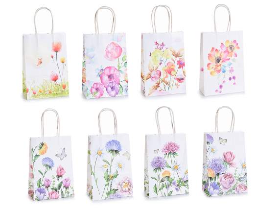 Petit sac - enveloppe en papier avec des fleurs effet aquare