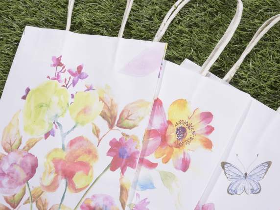 Petit sac - enveloppe en papier avec des fleurs effet aquare