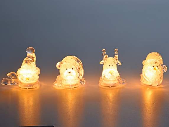 Figurines Noël lumineuses effet glacé