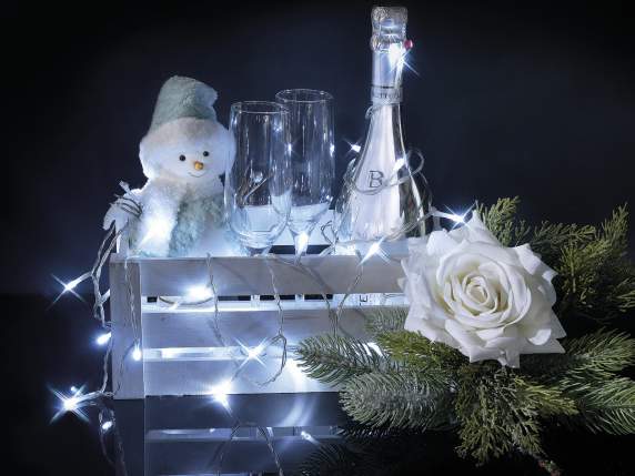 Câble lumineux à piles 3m, 30 LED blanc froid