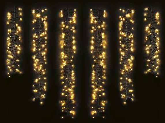 Cascade lumineuse à 6 fils, 480 LED blanc chaud connectables