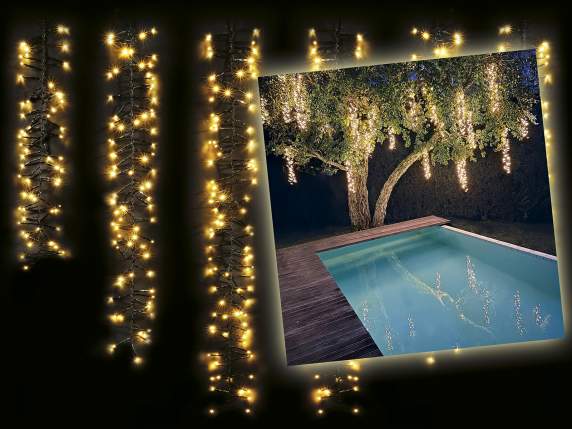 Cascade lumineuse à 6 fils, 480 LED blanc chaud connectables