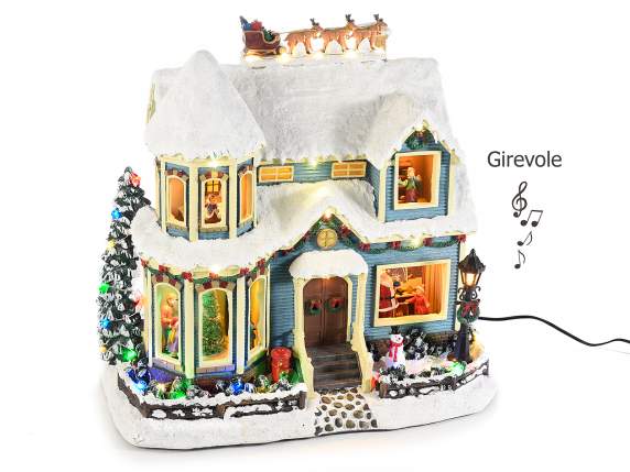 Maison Noël avec lumières multicolores, mouvement et musique