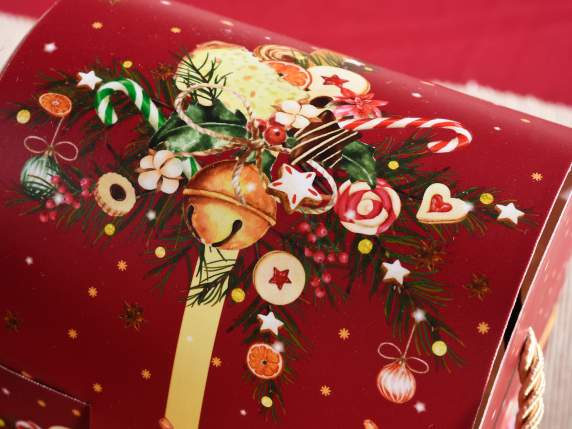 Boîte malle en papier Délices de Noël avec anse en corde
