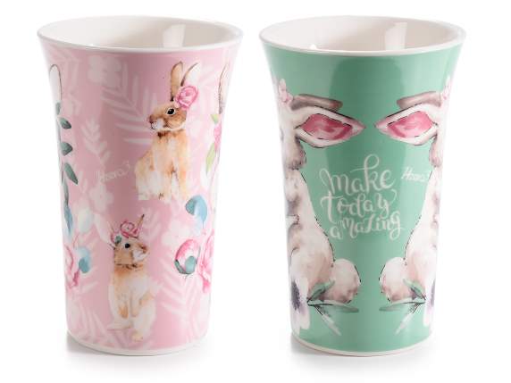 Tasse en porcelaine de 500 ml avec imprimé lapin