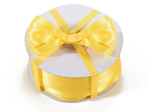 Ruban satin double 6 mm jaune soleil