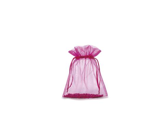 Sachet organza fuchsia 17x22 cm avec cordon de serrage