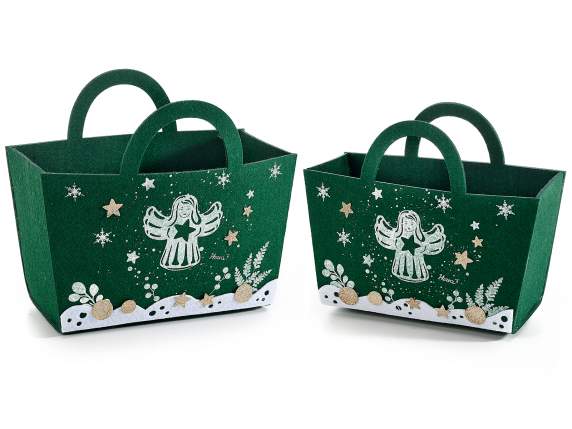 Lot de 2 sacs en tissu avec décorations de Noël Ange