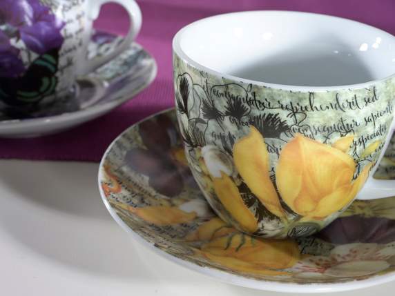 Lot de 2 tasses à thé en porcelaine 200 ml avec soucoupe