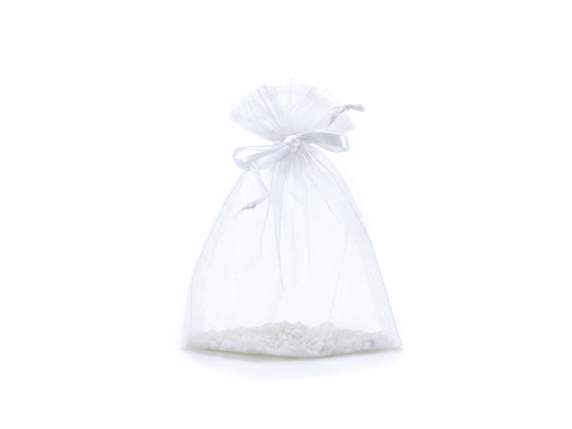 Sachet en organza blanc neige 12x16 cm avec cordon