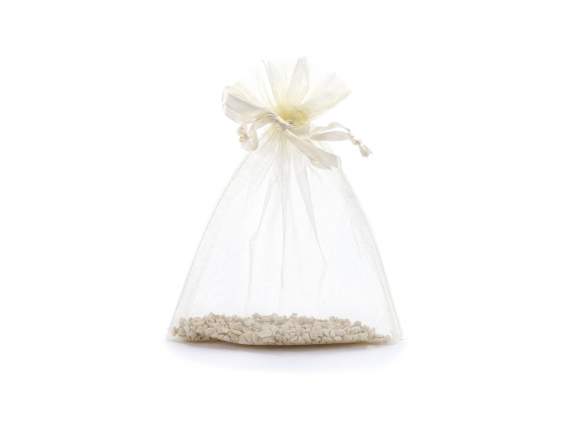 Sachet en organza écru 12x16 cm avec cordon de serrage