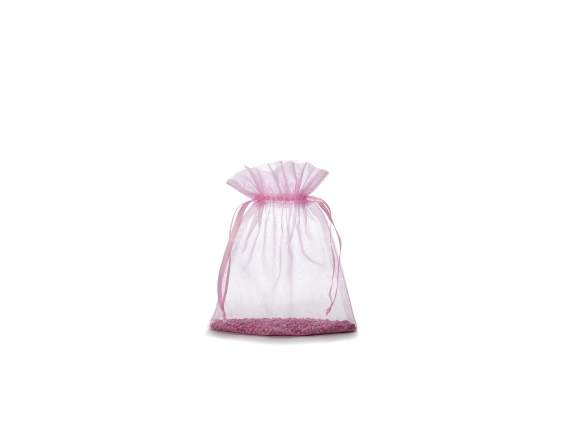 Sachet en organza rose bonbon 17x22 cm avec cordon