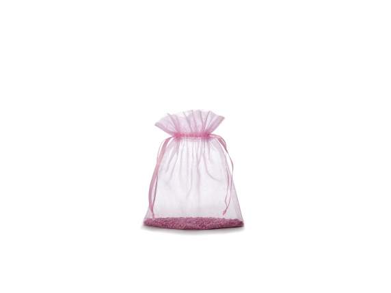 Sac en organza rose bébé 17x22 cm avec lien