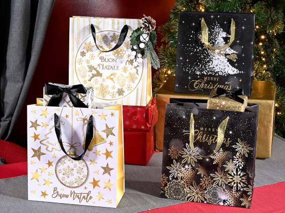 Sac-enveloppe de Noël moyen en papier avec paillettes