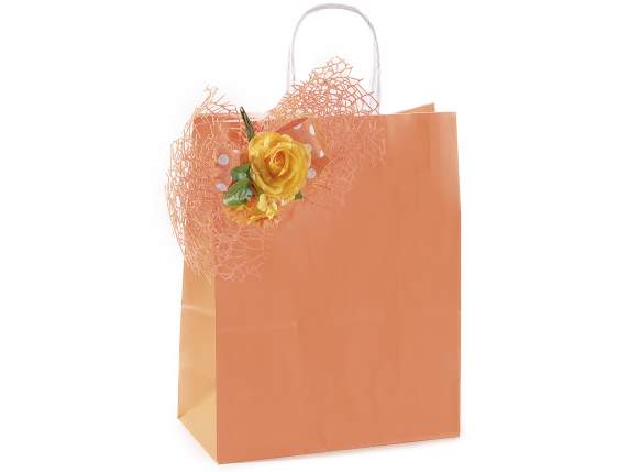 Grand sac-enveloppe en papier coloré avec poignée torsadée