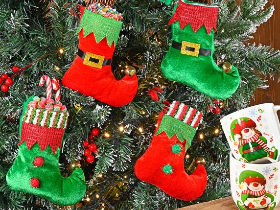 Chaussette cadeau en feutre elfe avec clochette suspendue
