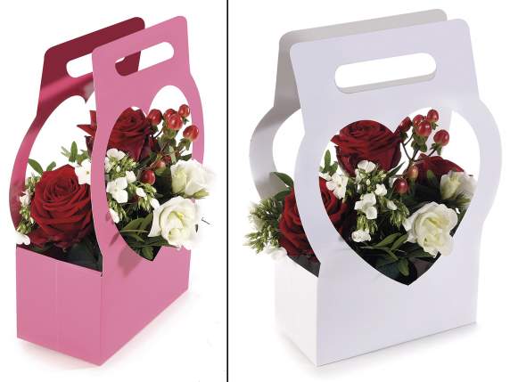 Panier de fleurs en forme de coeur en papier semi-hydrofuge
