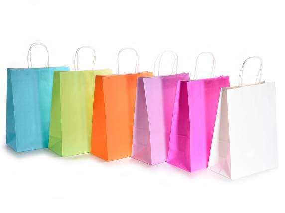 Grand sac - enveloppe en papier coloré avec poignée torsadée