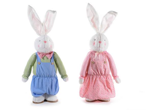 Lapin en tissu avec pattes extensibles et robe