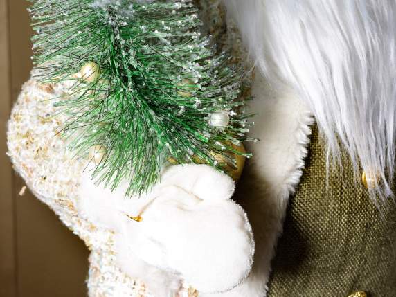 Babbo Natale c-abito stoffa e eco-fur c-sacco doni e albero