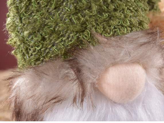 Babbo Natale stoffa c-barba eco-fur e cappello c-pompon