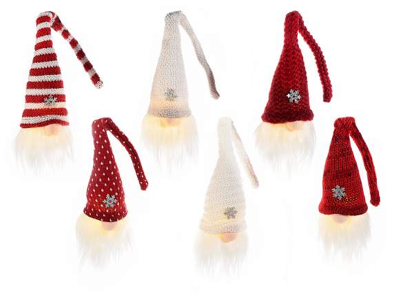 Babbo Natale c-cappello c-fiocco di neve e luce da appendere