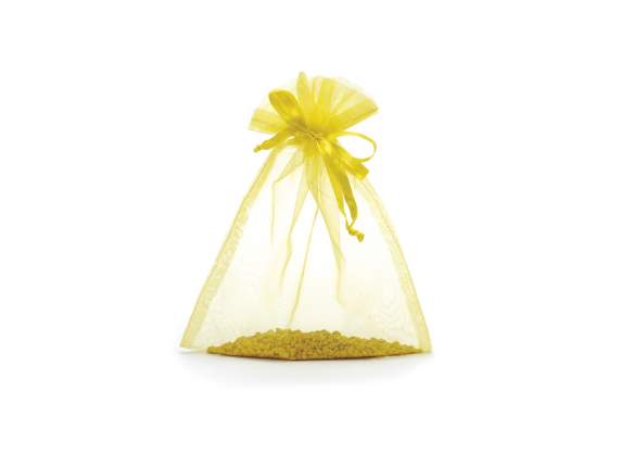 Sacchetto in organza giallo limone cm 17x22 con tirante