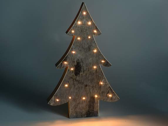 Albero di Natale in legno con luci led da appoggiare