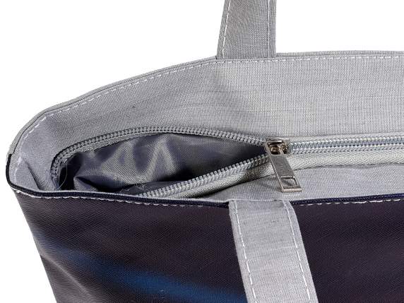 Borsa in similpelle e stoffa stampa  Funny Animals con zip