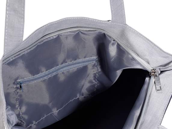 Borsa in similpelle e stoffa stampa  Funny Animals con zip