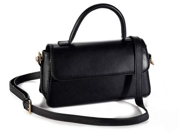 Borsa tracolla e a mano in similpelle nera