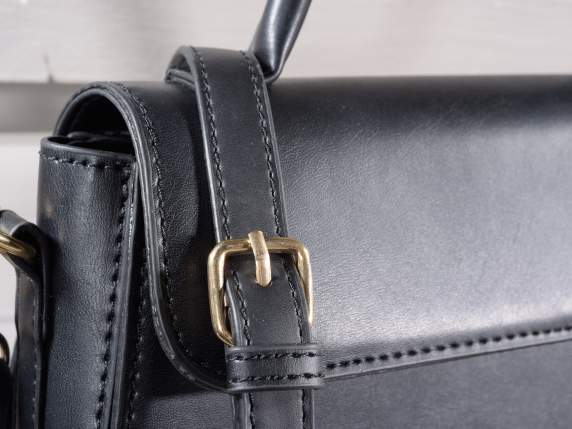 Borsa tracolla e a mano in similpelle nera