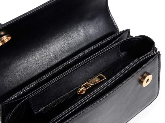 Borsa tracolla e a mano in similpelle nera