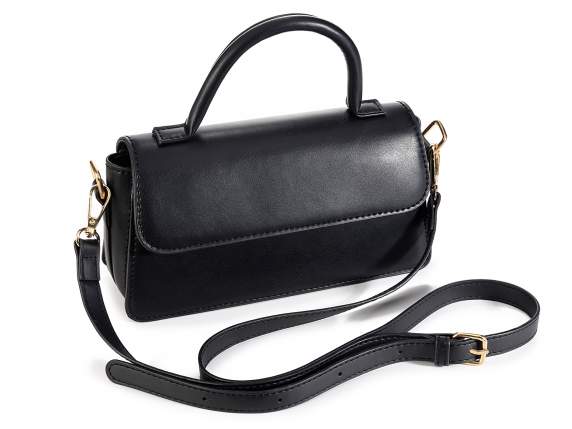 Borsa tracolla e a mano in similpelle nera
