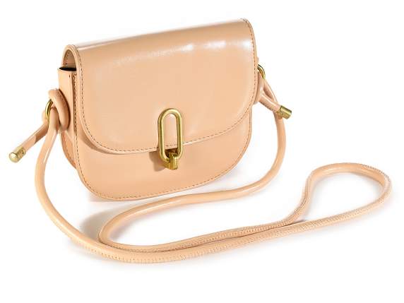 Borsa similpelle con tracolla e chiusura frontale c-girello