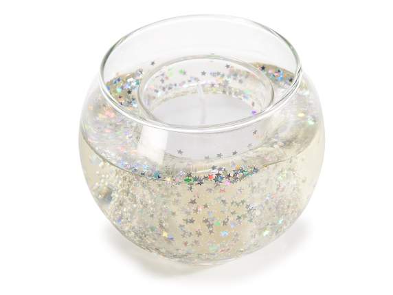Candela gel profumata con glitter in vasetto di vetro