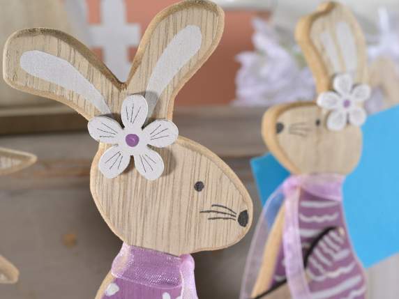 Coniglietto decorativo in legno con clip portafoto-messaggi