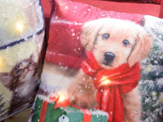 Cuscino imbottito sfoderabile Il Natale dei cuccioli c-LED