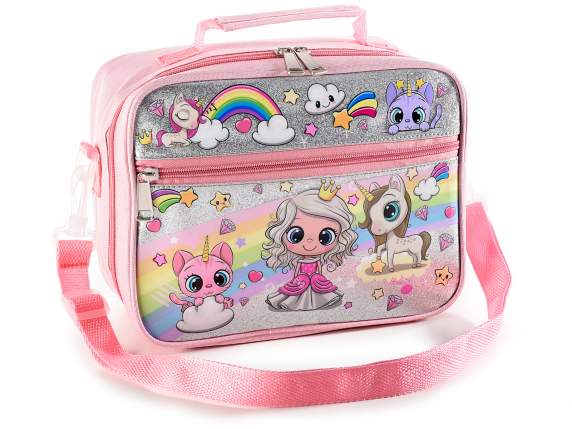 Borsa termica - lunch bag tasca frontale, manico e tracolla