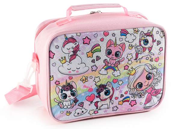 Borsa termica - lunch bag tasca frontale, manico e tracolla